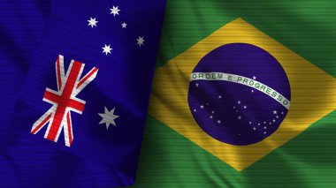 Brezilya ve Avustralya Gerçekçi Bayrak Kumaşı Dokusu 3D Görüntü
