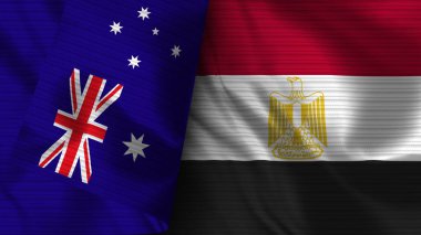 Mısır ve Avustralya Gerçekçi Bayrak Kumaşı Dokusu 3D Görüntü