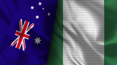Nijerya ve Avustralya Gerçekçi Bayrak Kumaşı Dokusu 3D Görüntü