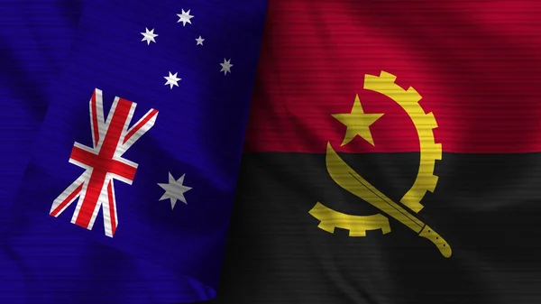 Angola Australia Tela Bandera Realista Textura Ilustración —  Fotos de Stock