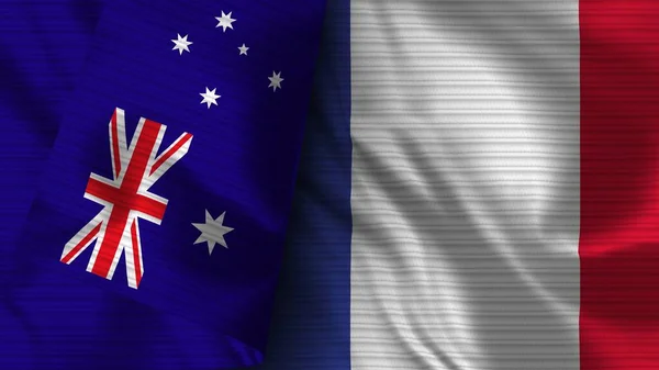 Francia Australia Tela Bandera Realista Textura Ilustración —  Fotos de Stock