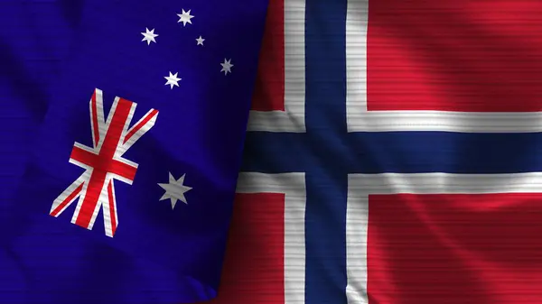 Noruega Australia Tela Bandera Realista Textura Ilustración —  Fotos de Stock