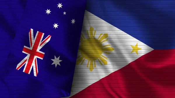 Filippijnen Australië Realistische Vlag Stof Textuur Illustratie — Stockfoto