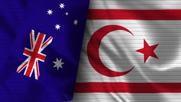 Török Köztársaság Észak Ciprus Ausztrália Realisztikus Zászló Szövet Textúra Illusztráció — Stock Fotó