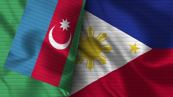 Filipinas Azerbaiyán Bandera Realista Textura Tela Ilustración —  Fotos de Stock