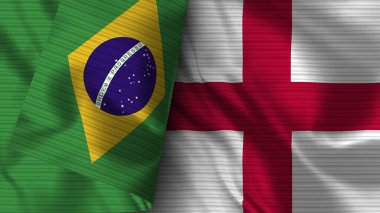 İngiltere ve Brezilya Gerçekçi Bayrak Kumaşı Çizimi
