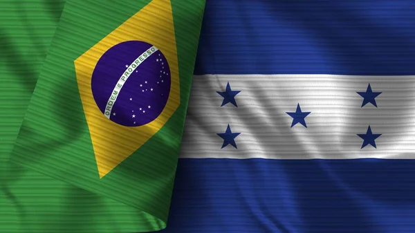 Honduras Brezilya Gerçekçi Bayrak Kumaşı Çizimi — Stok fotoğraf