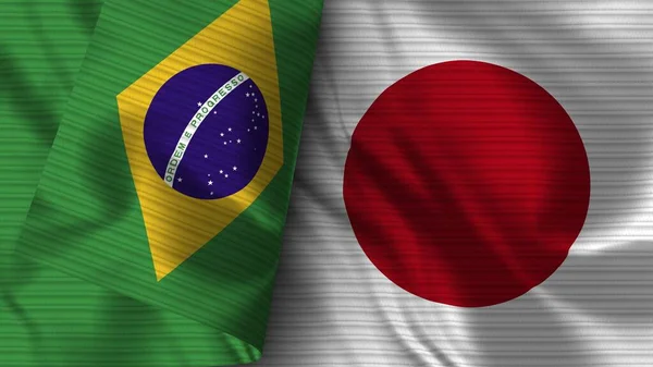Япония Бразилия Реалистичная Иллюстрация Текстуры Флага — стоковое фото