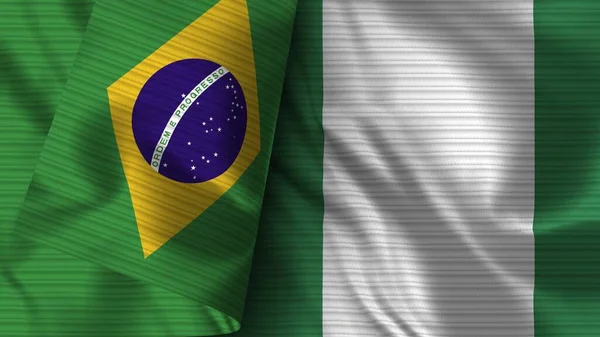 Nigeria Und Brasilien Realistische Flagge Textur Illustration — Stockfoto