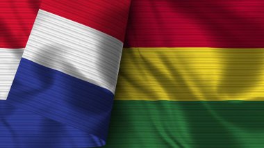 Bolivya ve Fransa Gerçekçi Bayrak Kumaşı Dokusu 3D Görüntü