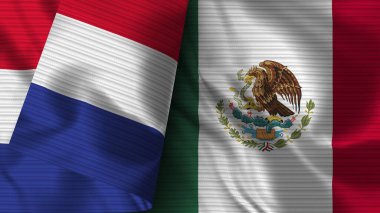 Meksika ve Fransa Gerçekçi Bayrak Kumaş Dokusu 3D Görüntü