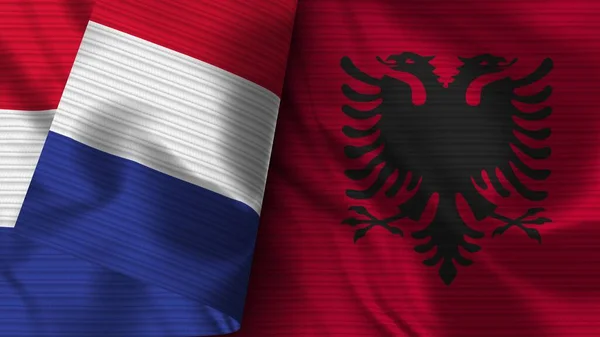 Албания Франция Реалистичный Флаг Ткань Текстуры Иллюстрация — стоковое фото