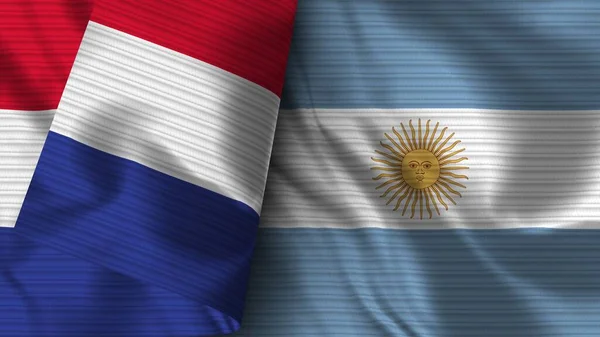 Argentina Francia Tela Bandera Realista Textura Ilustración — Foto de Stock