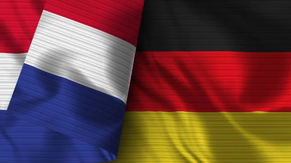 Alemania Francia Tela Bandera Realista Textura Ilustración —  Fotos de Stock