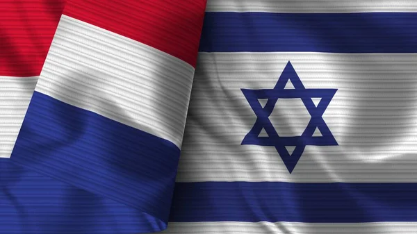 Israel França Realista Bandeira Tecido Textura Ilustração — Fotografia de Stock