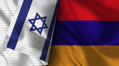 Ermenistan ve İsrail Gerçekçi Bayrak Kumaşı Dokusu 3D Görüntü