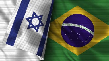 Brezilya ve İsrail Gerçekçi Bayrak Kumaşı Dokusu 3B Görüntü