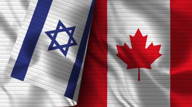 Kanada ve İsrail Gerçekçi Bayrak Kumaşı Dokusu 3D Görüntü