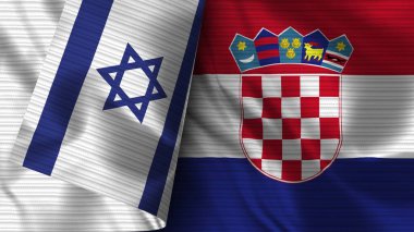 Hırvatistan ve İsrail Gerçekçi Bayrak Kumaşı Dokusu 3B Görüntü