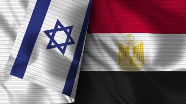 Mısır ve İsrail Gerçekçi Bayrak Kumaşı Dokusu 3D Görüntü