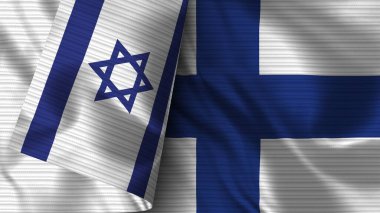 Finlandiya ve İsrail Gerçekçi Bayrak Kumaşı Dokusu 3D Görüntü