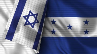 Honduras ve İsrail Gerçekçi Bayrak Kumaşı Dokusu 3B Görüntü