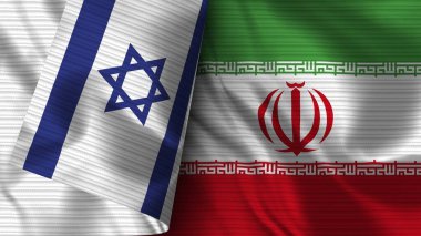 İran ve İsrail Gerçekçi Bayrak Kumaşı Dokusu 3B Görüntü