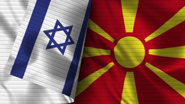 Makedonya ve İsrail Gerçekçi Bayrak Kumaşı Üç Boyutlu Görüntü