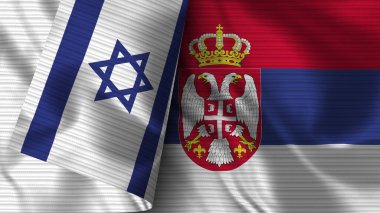 Sırbistan ve İsrail Gerçekçi Bayrak Kumaşı Üç Boyutlu Görüntü