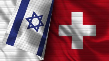 İsviçre ve İsrail Gerçekçi Bayrak Kumaşı Dokusu 3D Görüntü