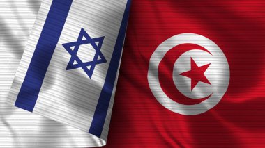 Tunus ve İsrail Gerçekçi Bayrak Kumaşı Dokusu 3D Görüntü