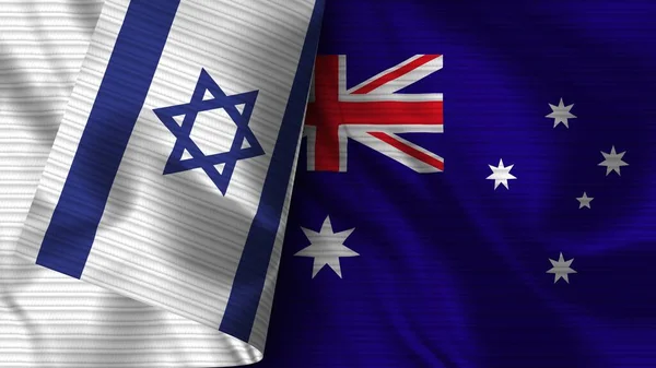 Ausztrália Izrael Realisztikus Zászló Szövet Textúra Illusztráció — Stock Fotó