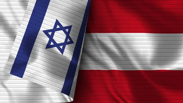 Áustria Israel Realista Bandeira Tecido Textura Ilustração — Fotografia de Stock