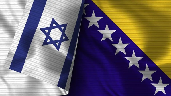 Bosnia Herzegovina Israel Tela Bandera Realista Textura Ilustración —  Fotos de Stock