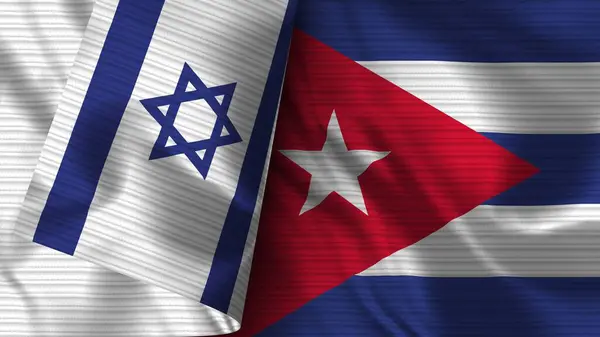 Cuba Israel Realista Bandeira Tecido Textura Ilustração — Fotografia de Stock