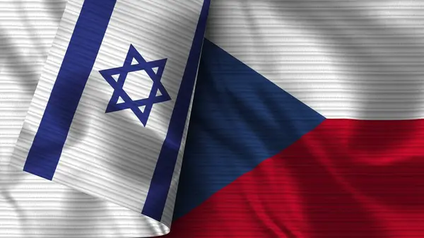 Czech Republic イスラエルの国旗布のテクスチャ3Dイラスト — ストック写真