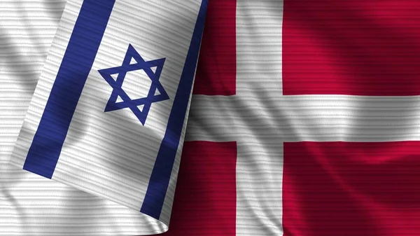 Dania Izrael Rzeczywista Flaga Tekstura Tkaniny Ilustracja — Zdjęcie stockowe