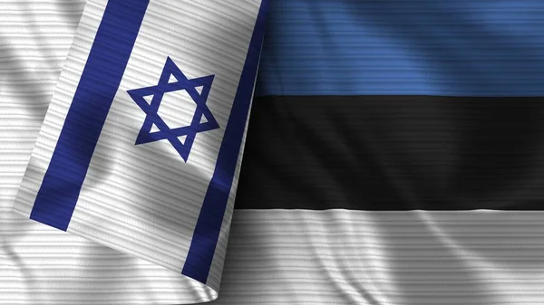 Estonia Israel Tela Bandera Realista Textura Ilustración — Foto de Stock
