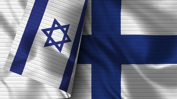 Finlandia Israel Tela Bandera Realista Textura Ilustración —  Fotos de Stock