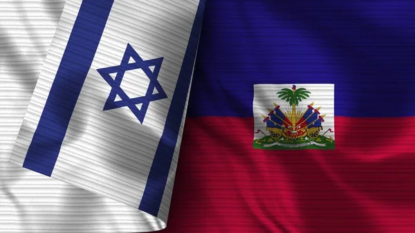 Haïti Israël Realistische Vlag Stof Textuur Illustratie — Stockfoto
