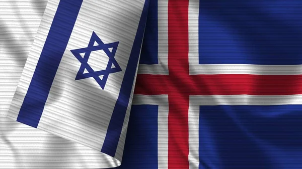 Izland Izrael Realisztikus Zászló Szövet Textúra Illusztráció — Stock Fotó