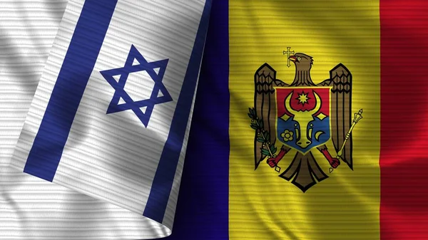 Молдова Ізраїль Realist Flag Fabric Texture Illustration — стокове фото