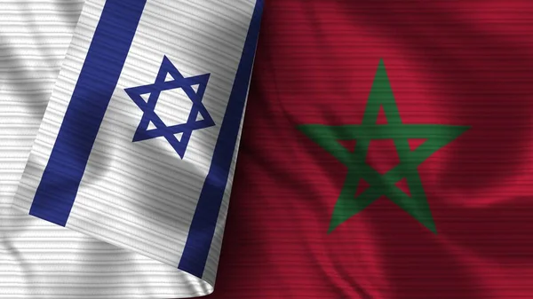 Marruecos Israel Tela Bandera Realista Textura Ilustración —  Fotos de Stock