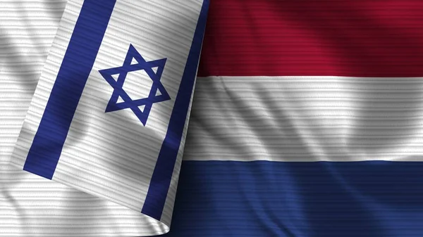Holanda Israel Realista Bandeira Tecido Textura Ilustração — Fotografia de Stock
