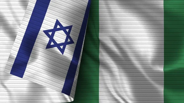 Nigeria Israël Realistische Vlag Stof Textuur Illustratie — Stockfoto