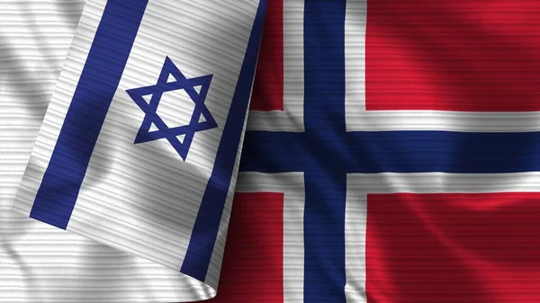 ノルウェーとイスラエル Realistic Flag Fabric Texture 3Dイラスト — ストック写真