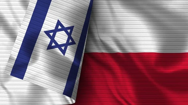 Lengyelország Izrael Realisztikus Zászló Szövet Textúra Illusztráció — Stock Fotó