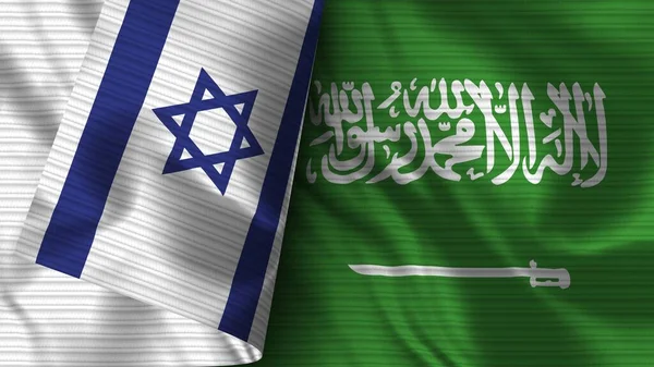 Arabia Saudita Israele Bandiera Realistica Tessuto Texture Illustrazione — Foto Stock