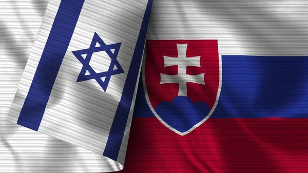 Slovakia Israel Realistic Flag Fabric Texture Illustration — Stock Photo, Image