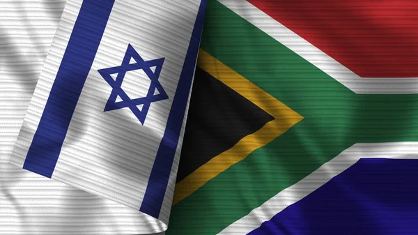 Sydafrika Israel Realistisk Flag Fabric Texture Illustration - Stock-foto